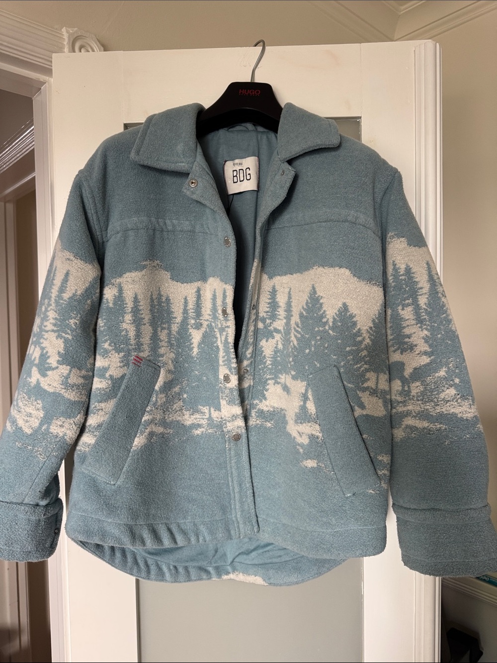 BDG Light Blue Scenic Forest Puffer Jacket
